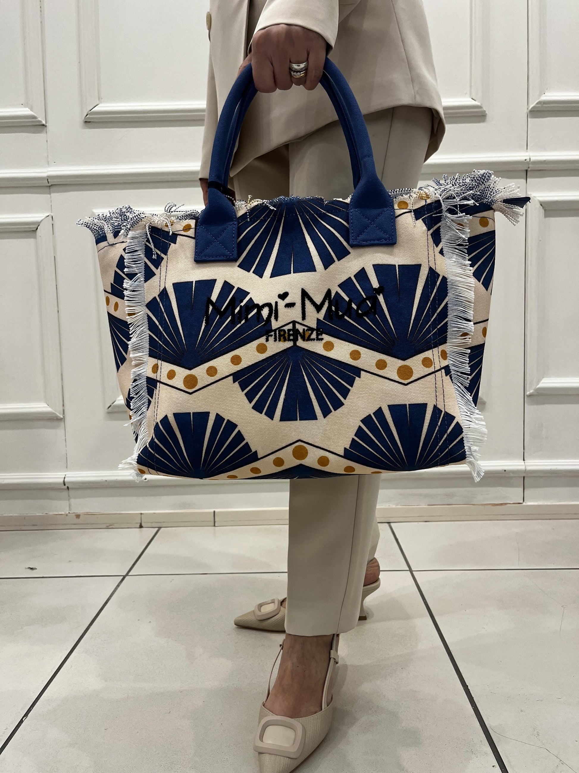 MIMì MUà BORSA IN CANVAS FANTASIA E LOGO CON STRASS M8-Y201392 570 MIMI MUA 