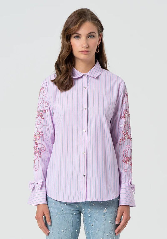 Fracomona camicia over rigata ricamo FR25ST6012W696N8 238 Fracomina Preview 