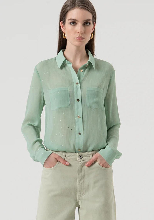 Fracomina Camicia georgette con strass FR25WT6033W412M8 B08 Fracomina Preview 