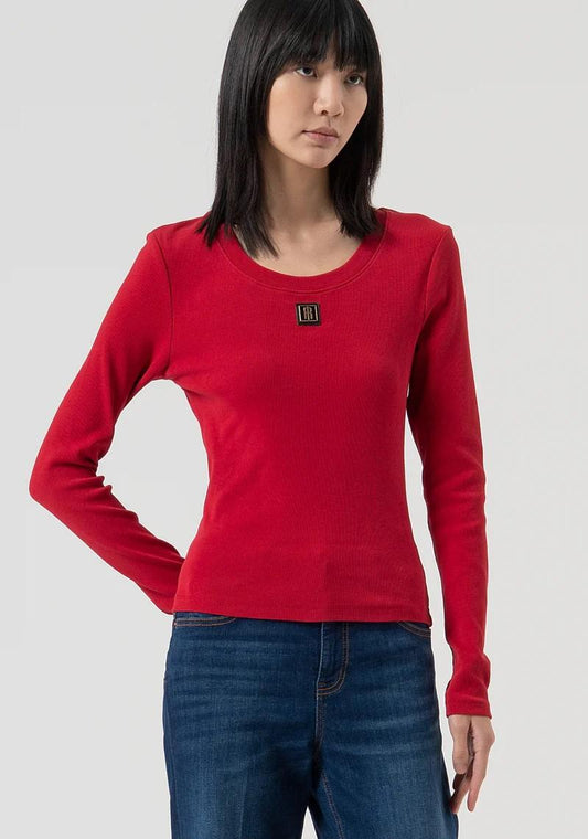 Fracomina T-Shirt slim con logo manica lunga FP25WT3034J40101 T51 Fracomina Jeans 
