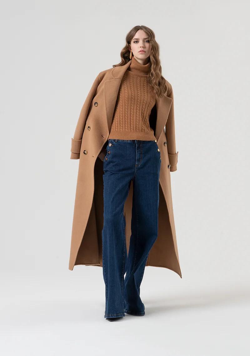 Fracomina Maglia collo alto punto treccia in misto cashmere FR25WT7032K53201 E44 Fracomina Preview 