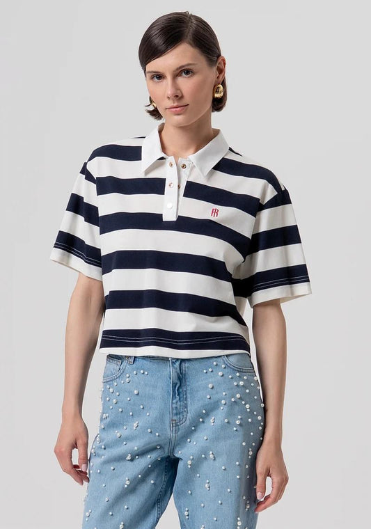 FRACOMINA POLO CROPPED RIGATA CON PUNTI LUMINOSI FR26ST3044J491V9 957 Fracomina Preview 