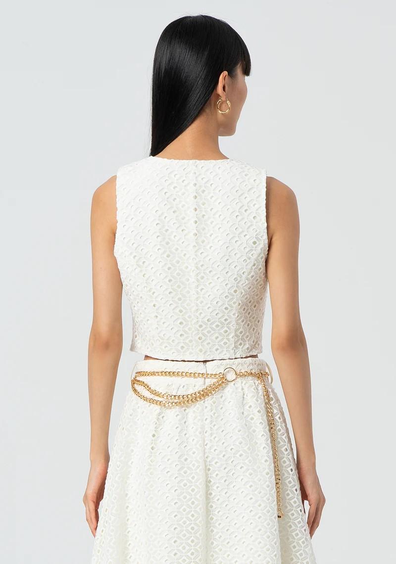 Fracomina Gilet cropped in pizzo San Gallo FR25SJ5009W772G1 108 Fracomina Preview 
