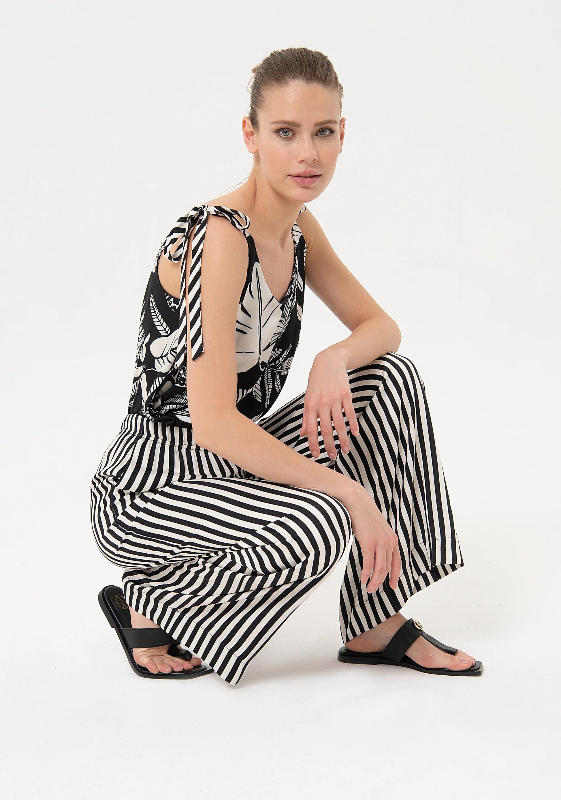Fracomina Pantalone palazzo righe FJ24SV3001W413N8 B78 Fracomina Easy chic 