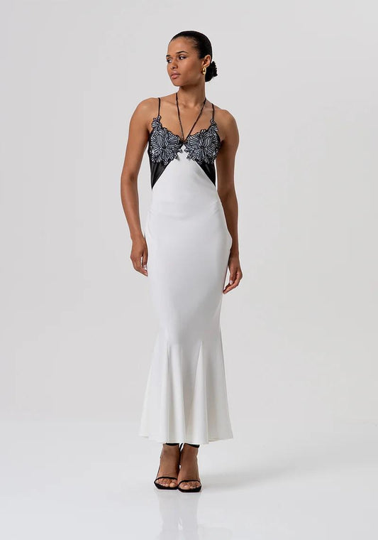 FRACOMINA ABITO LUNGO A SIRENA CON APPLICAZIONE PIZZO FQ26SD2001W476E5 324 Fracomina Gold 