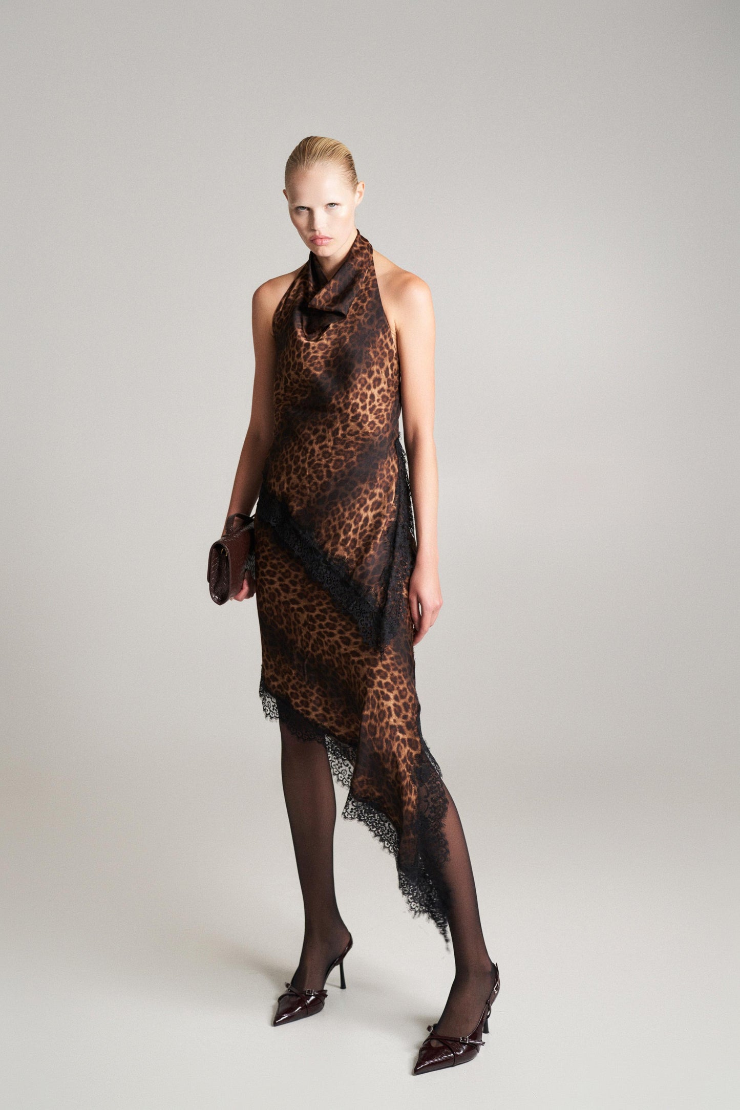 Lumina Gonna asimmetrica animalier pizzo in contrasto LD3659 01 LUMINA 