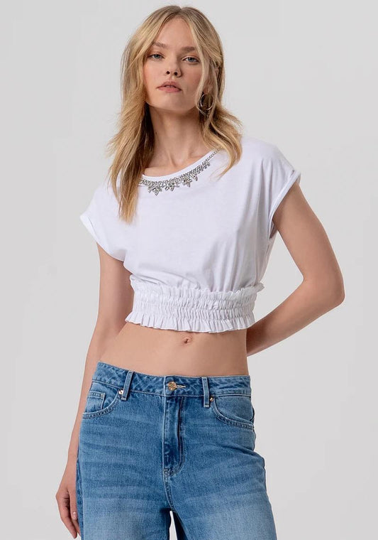 FRACOMINA T-SHIRT CROPPED CON DETTAGLIO GIOELLO AL COLLO FR26ST3037J40001 278 Fracomina Preview 