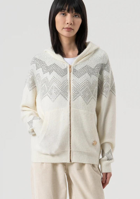Fracomina Cardigan strass con cappuccio FP25WT8032K45801 108 Fracomina Jeans 