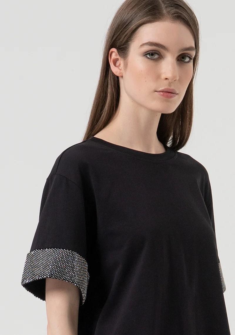 Fracomina T-shirt manica corta con strass FR25WT3057J400R9 053 Fracomina Preview 