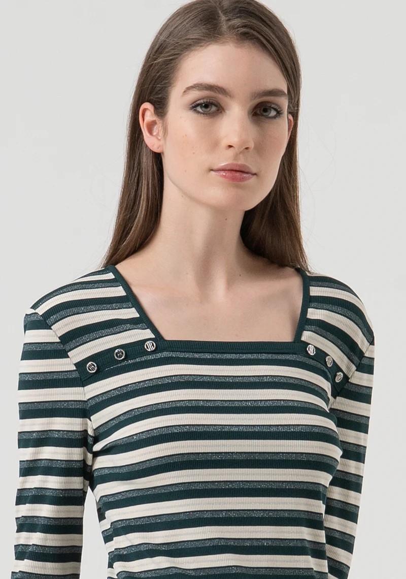 Fracomina Maglia scollo quadrato righe FR25WT3027J489N8 T68 Fracomina Preview 