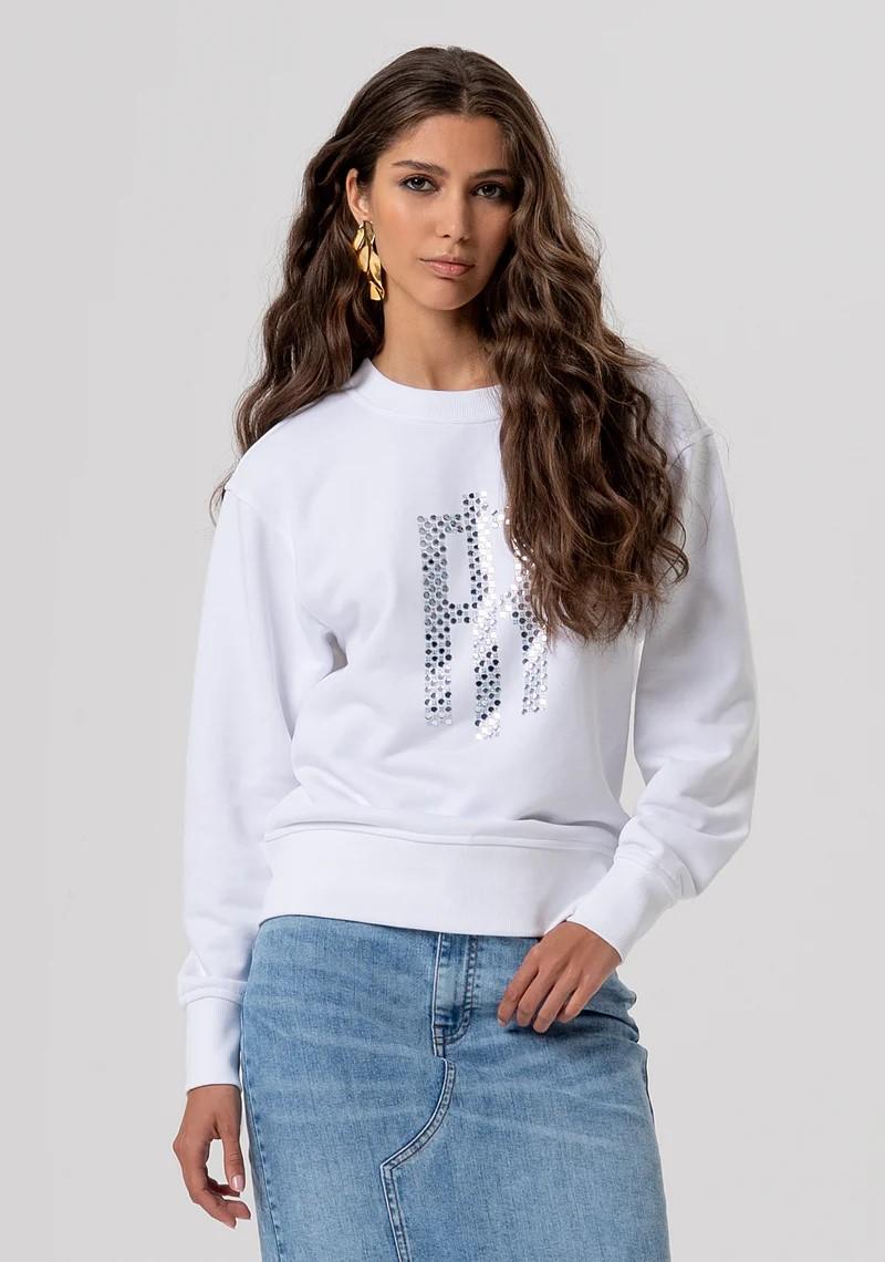 FRACOMINA FELPA BASIC CON LOGO CON STRASS FP26ST9007F40901 278 Fracomina Jeans 