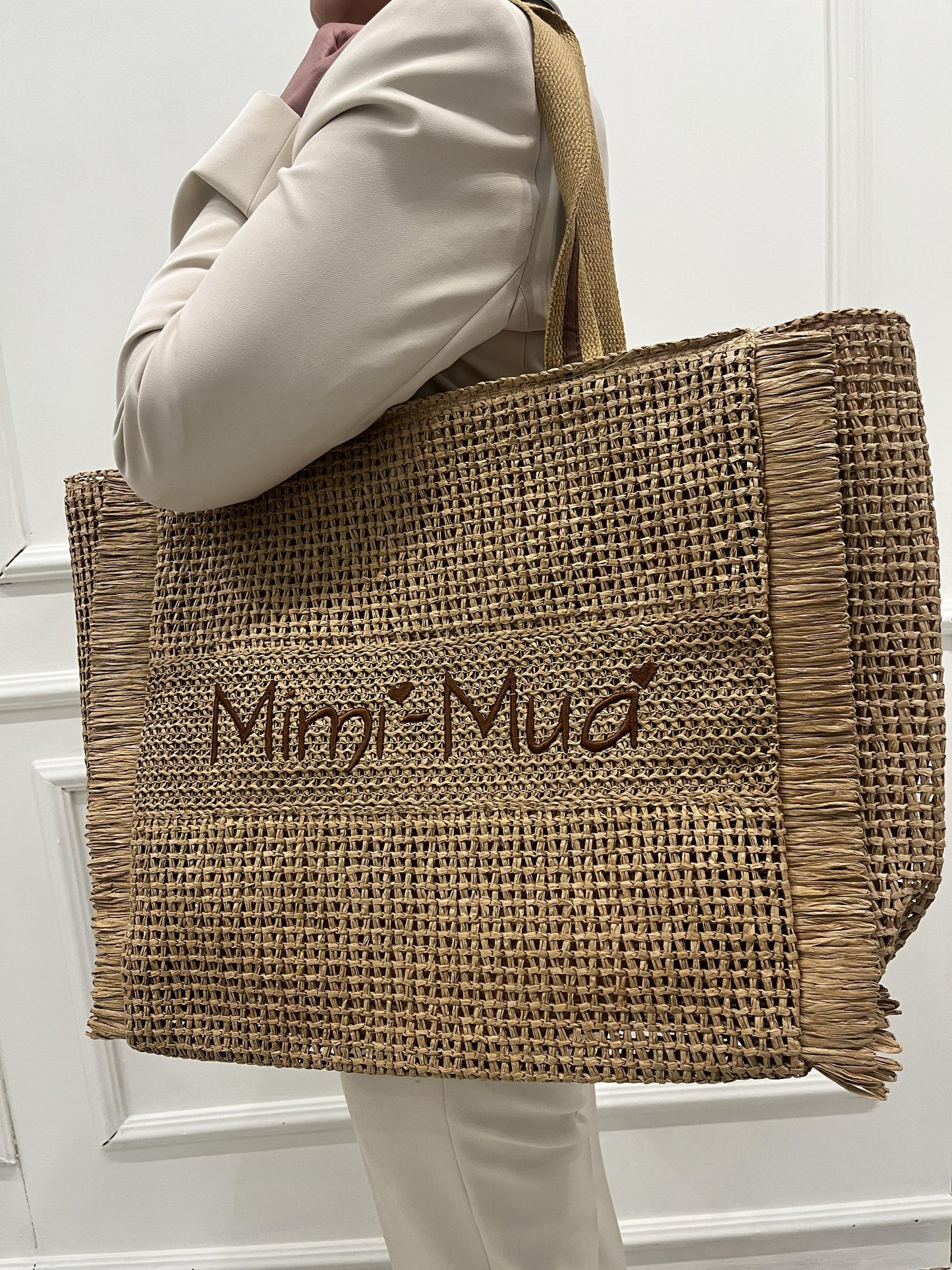 MIMì MUà BORSA IN PAGLIA CON LOGO RICAMATO M8-X201476 322 MIMI MUA 