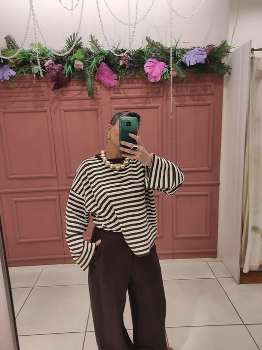 CHILI T-SHIRT OVERSIZE RIGATA 51578 05 Chili 