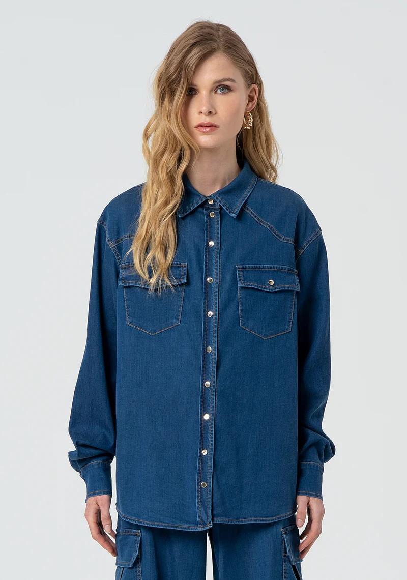 Fracomina Camica over in denim FP25ST6024D46302 349 Fracomina Jeans 