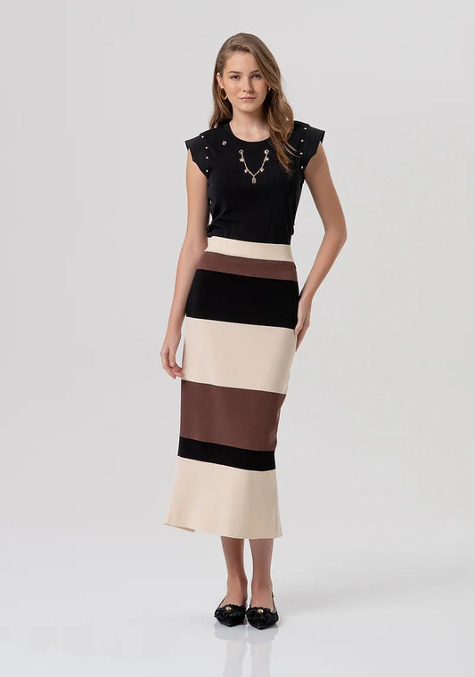 FRACOMINA GONNA MIDI IN MAGLIA A RIGHE FR26SG4004K418N8 210 Fracomina Preview 