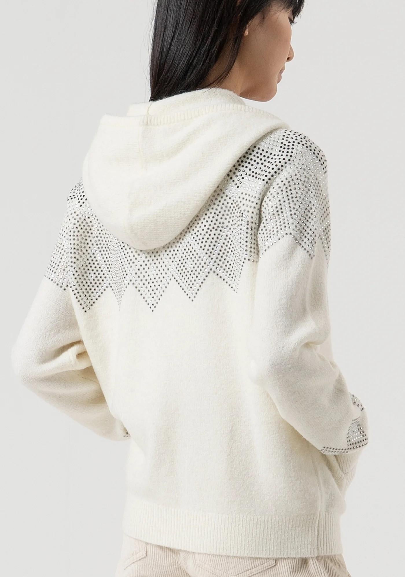 Fracomina Cardigan strass con cappuccio FP25WT8032K45801 108 Fracomina Jeans 