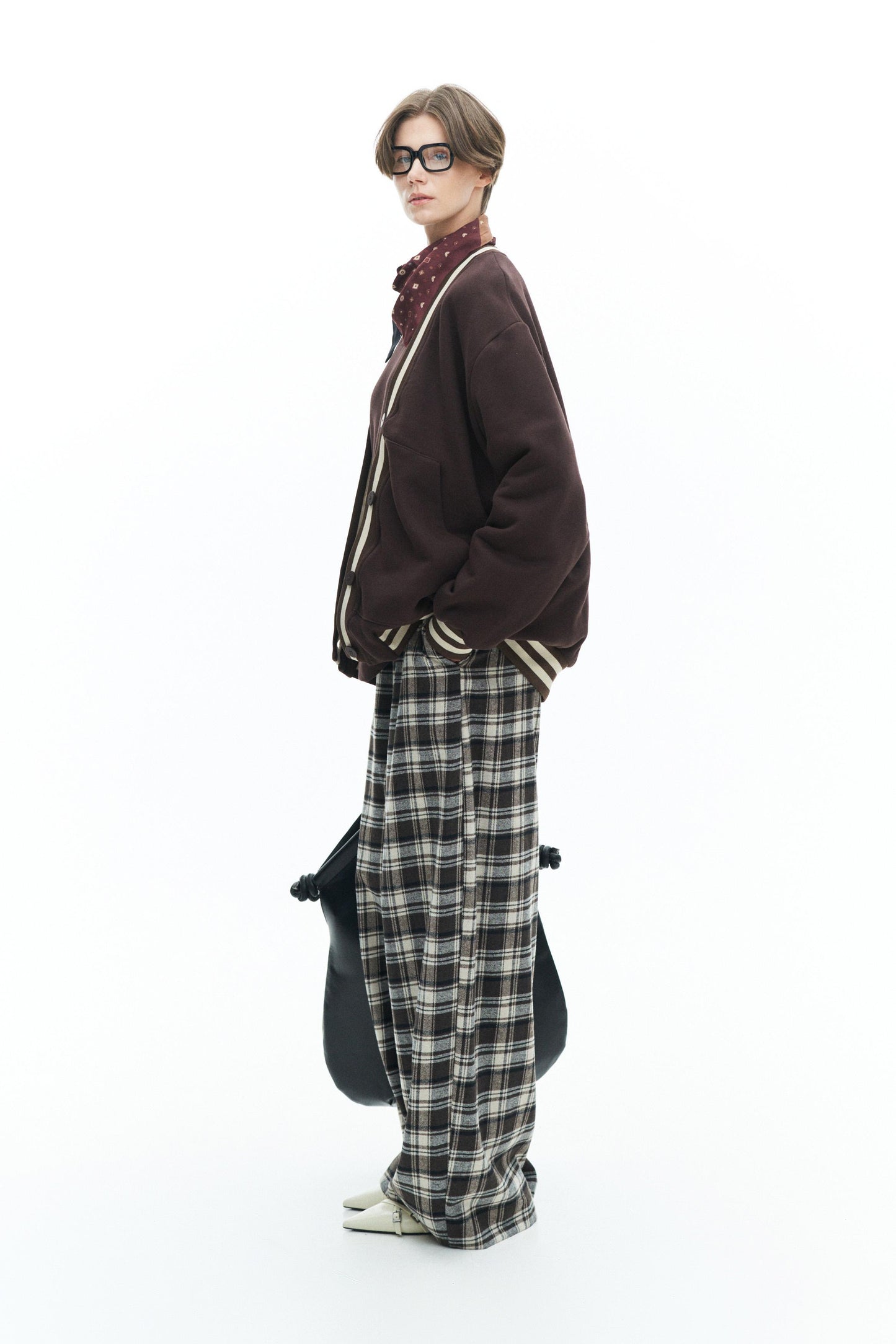 Lumina Cardigan oversize bordo in contrasto LD3574 01 LUMINA 