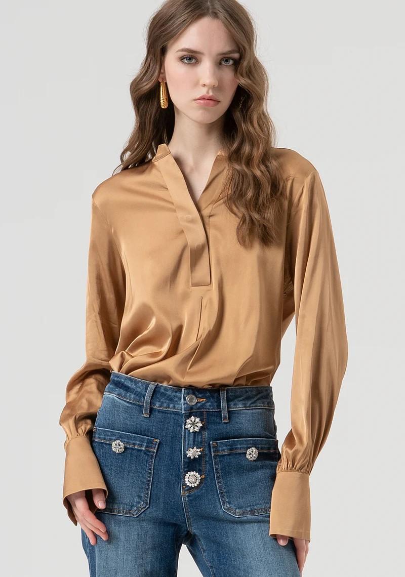 FRACOMINA CAMICIA COREANA IN RASO MANICA A SBUFFO FR25WT1011W58401 093 Fracomina Preview 