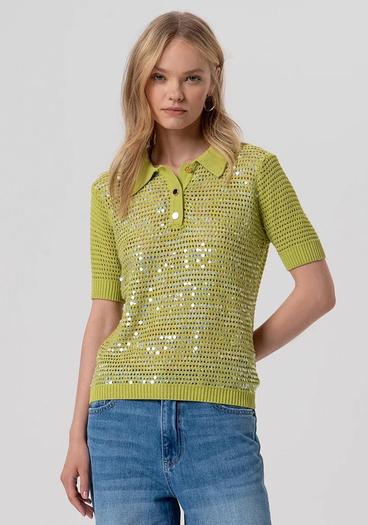 FRACOMINA POLO IN MAGLIA PUNTO RETE CON PAILLETTES FR26ST7022K525R9 813 Fracomina Preview 