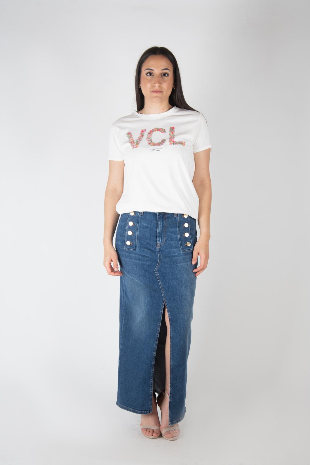 Vicolo T- Shirt logo sigla floreale RB0460 01 Vicolo 