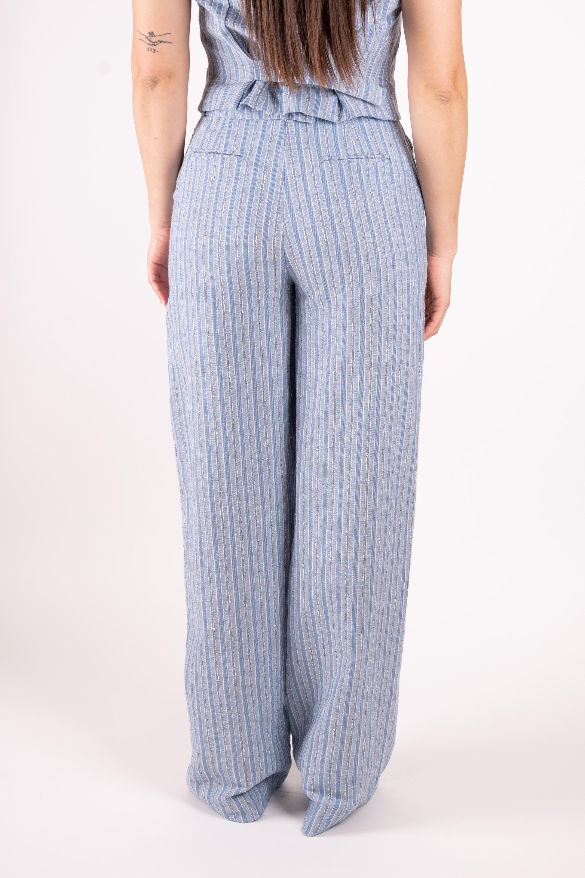 Fracomina Pantalone a righe in misto lino FS25SV3008W402Q6 064 Fracomina Main 
