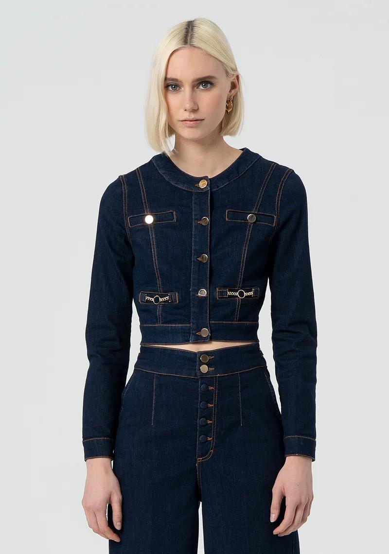 Fracomina Giacca cropperd in denim FR25SJ4004D46093 L23 Fracomina Preview 