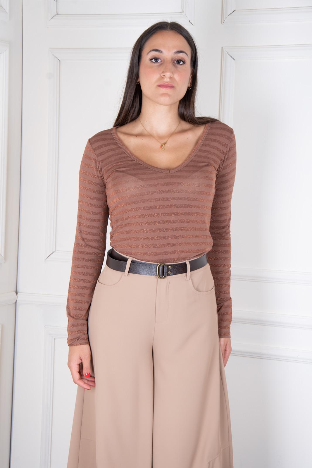 Susymix Scollo a V lurex righe 10617 02 Susy Mix 