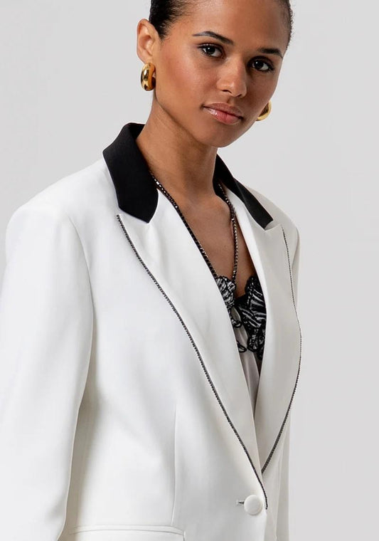 FRACOMINA BLAZER OVER CON REVER BICOLORE E APPLICAZIONI STRASS SUL SUI BORDI FQ26SJ3001W47601 324 Fracomina Gold 