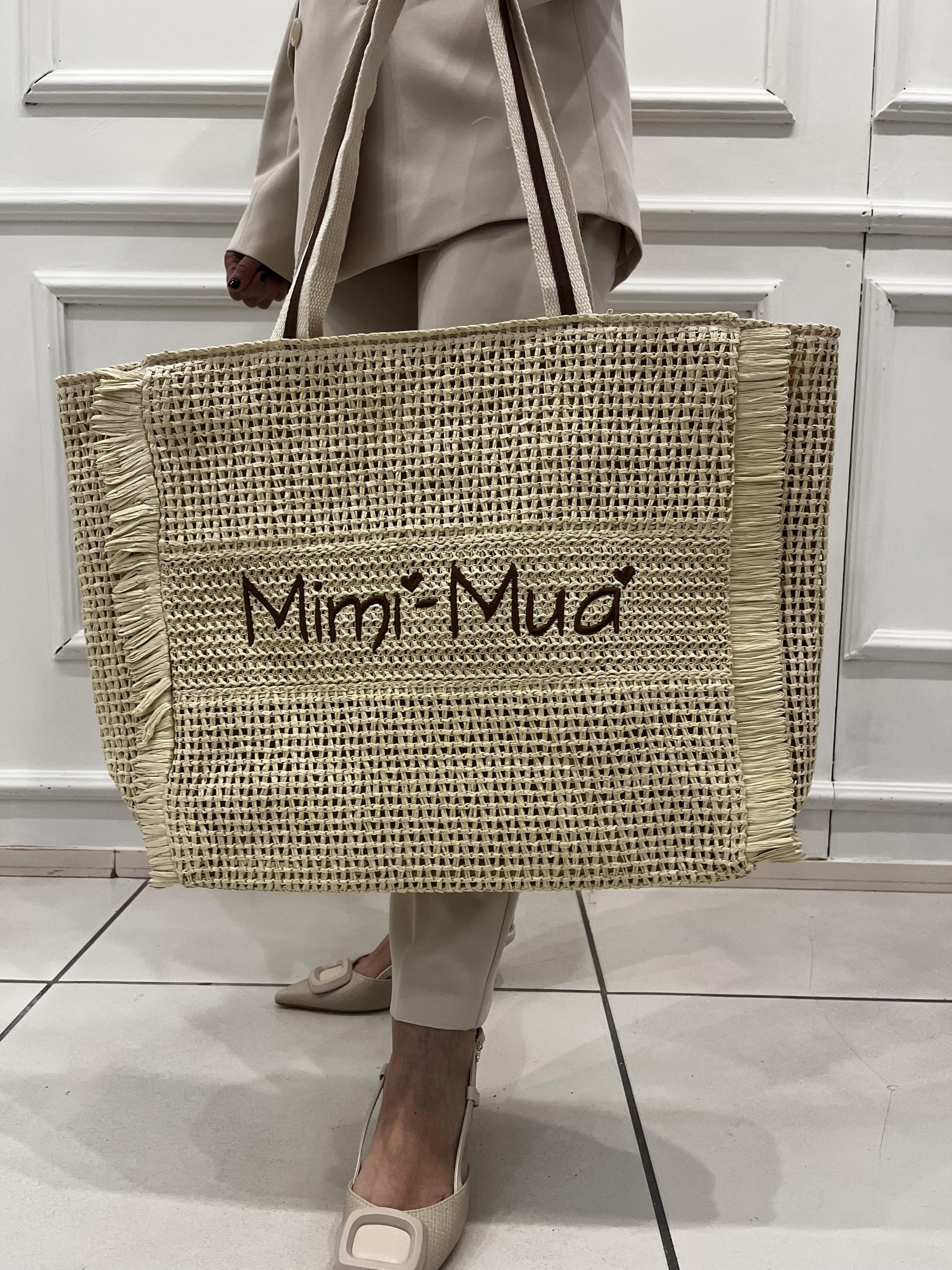 MIMì MUà BORSA IN PAGLIA CON LOGO RICAMATO M8-X201476 310 MIMI MUA 