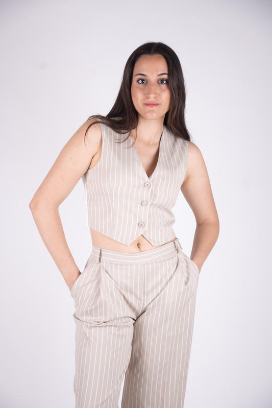 Haveone Gilet crop gessato LGE-L007 01 Haveone 