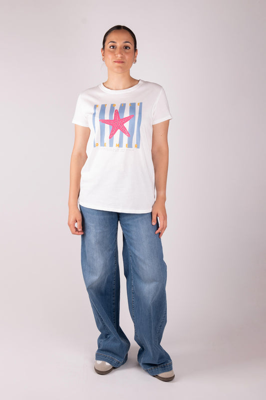 Vicolo T-shirt "Stella marina" con strass RD1054 01 Vicolo 