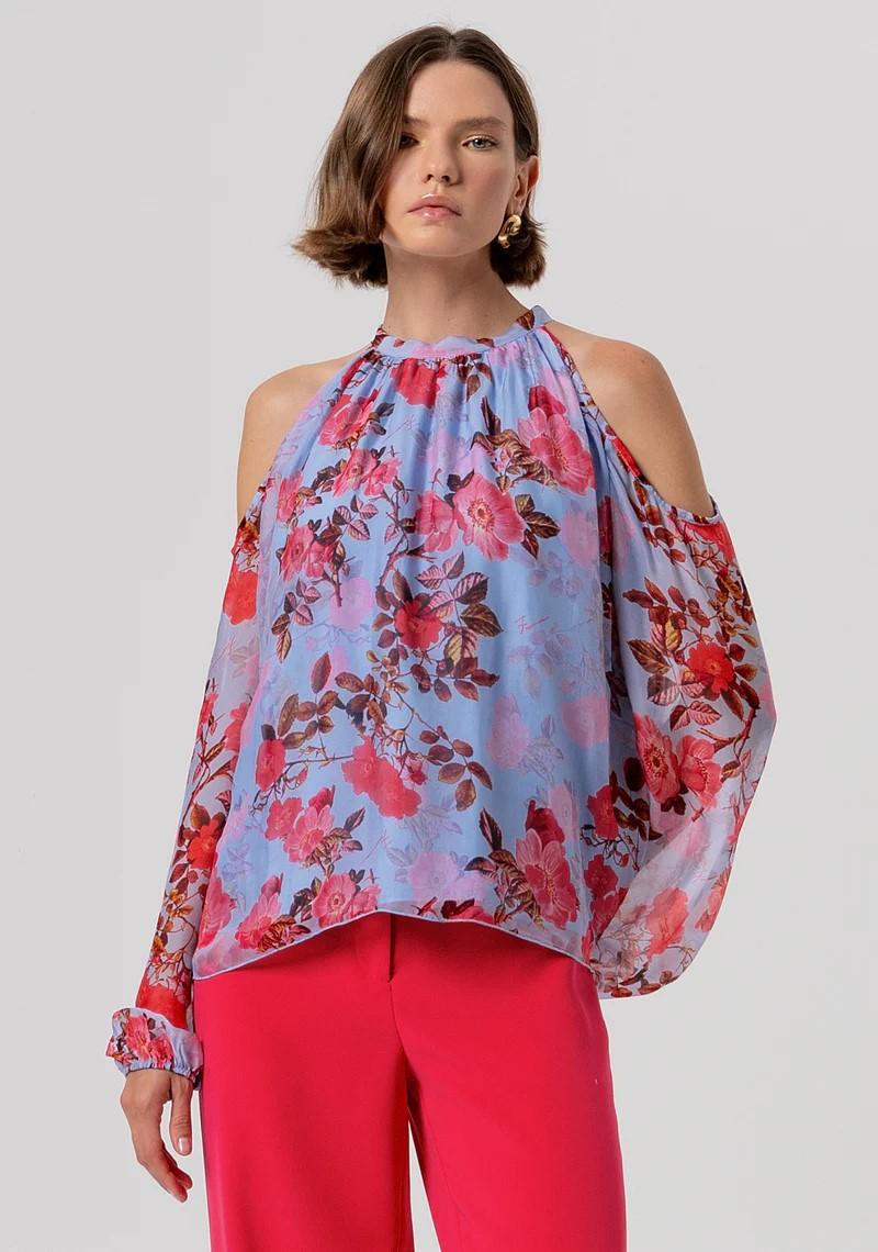 FRACOMINA BLUSA SPALLE SCOPERTE STAMPA FLOREALE FR26ST1011W774R8 M27 Fracomina Preview 