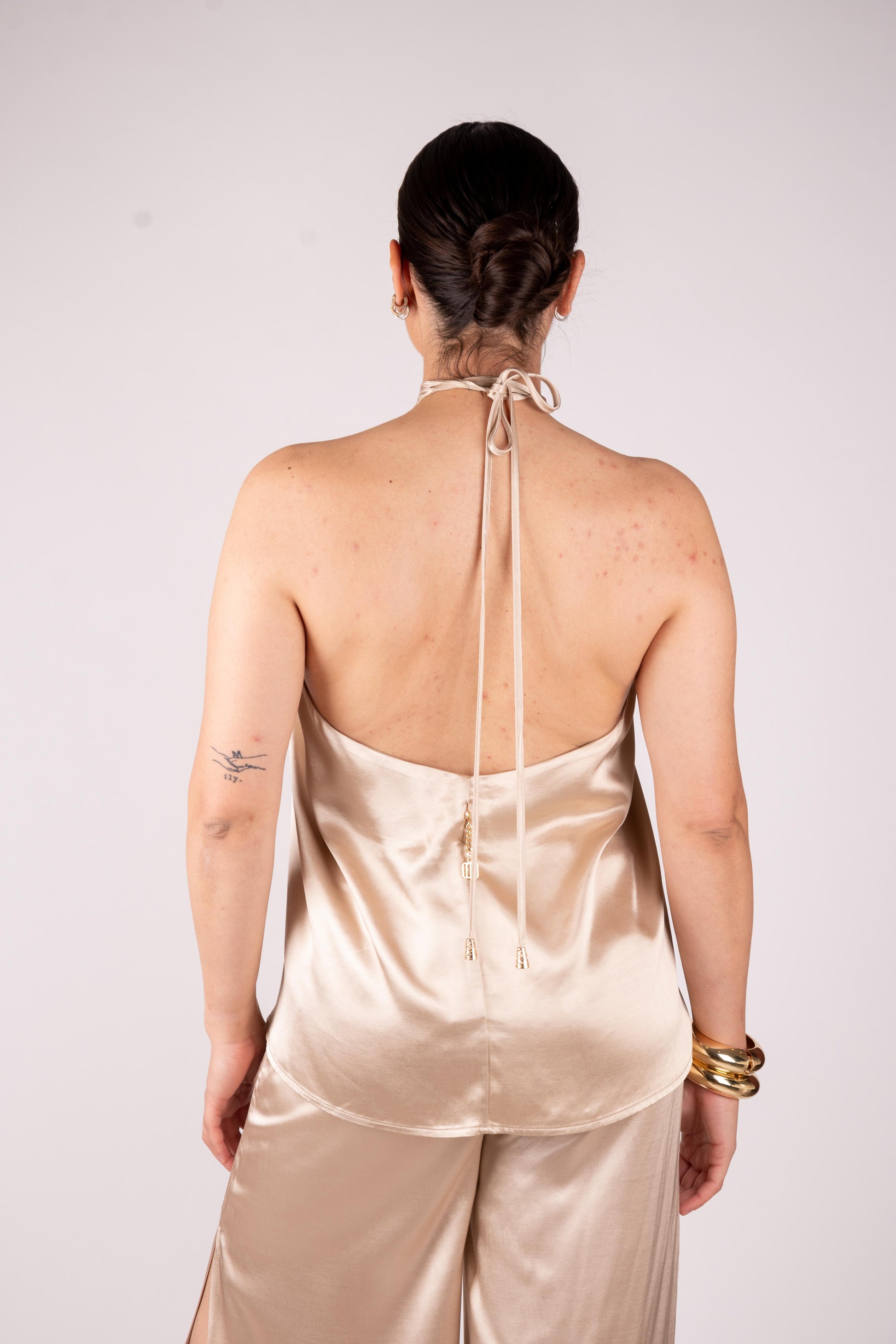 Fracomina Top in raso satin con fiore FQ25ST2005W51701 150 Fracomina Gold 