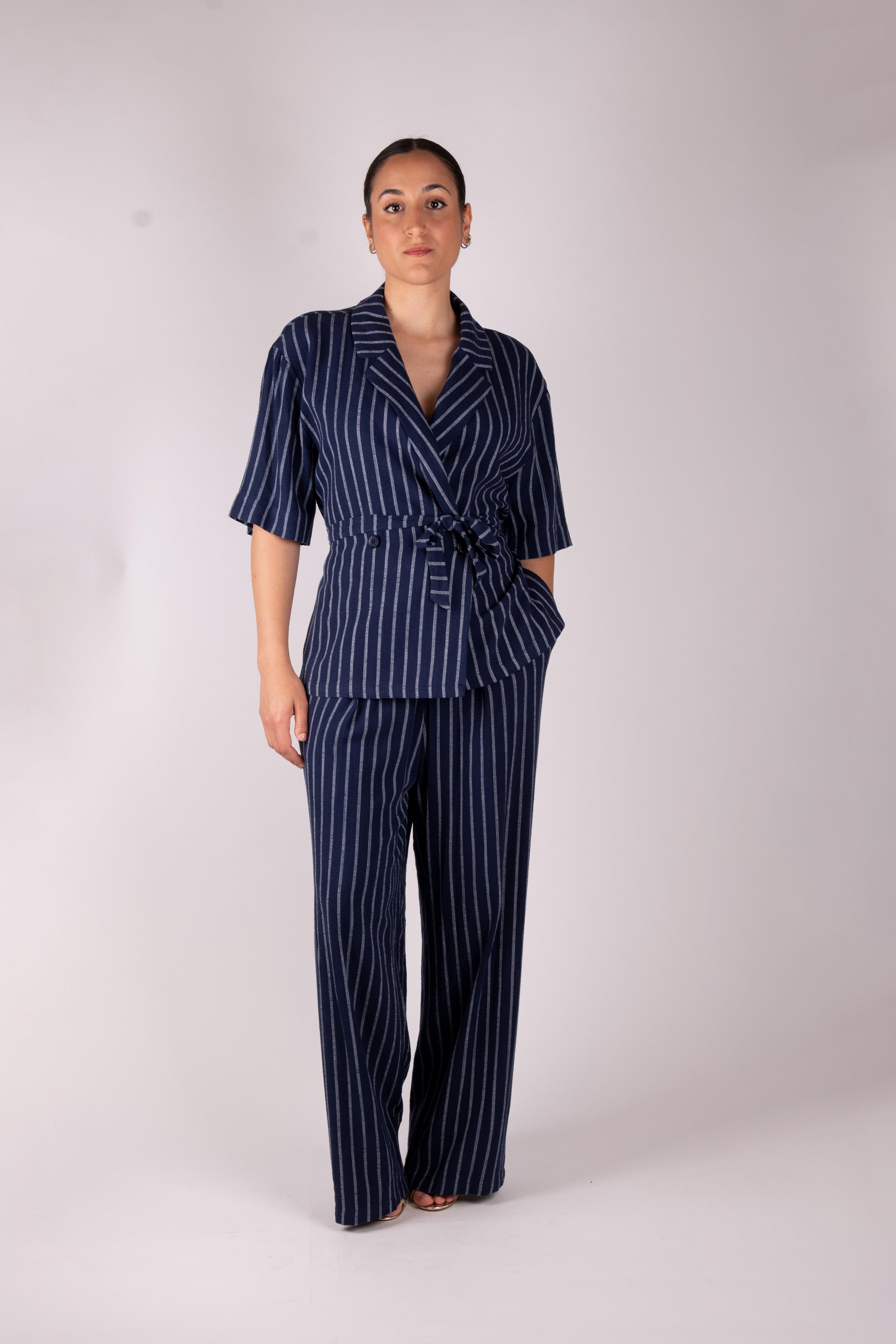 Lumina pantalone palazzo gessato L9179 01 LUMINA 