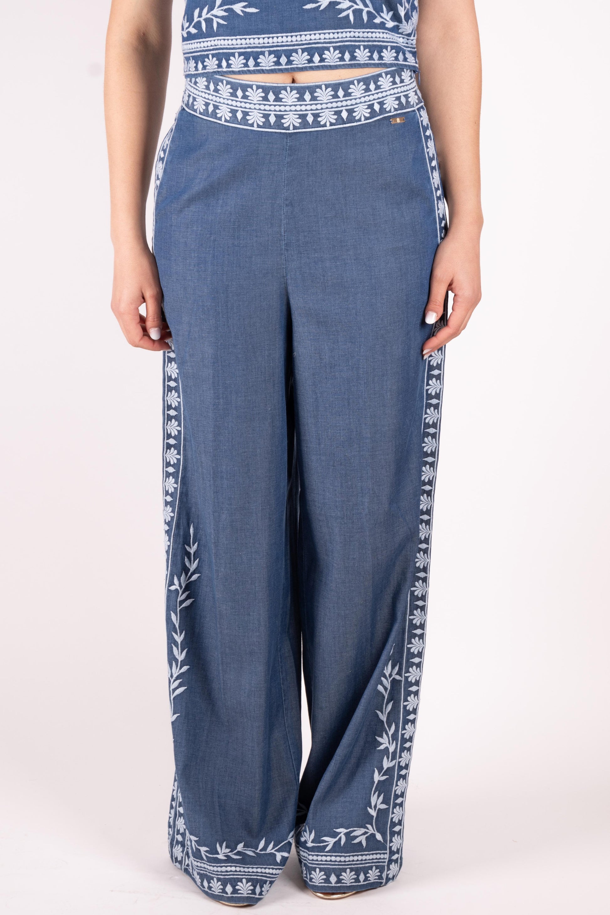 Fracomina pantalone a palazzo con ricami FS25SV3015W792E5 175 Fracomina Main 