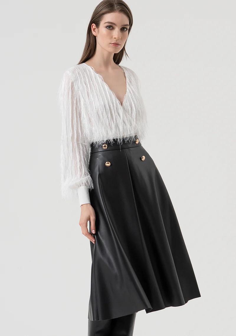 FRACOMINA GONNA A RUOTA VITA ALTA IN ECOPELLE FR25WG3002P41101 053 Fracomina Preview 