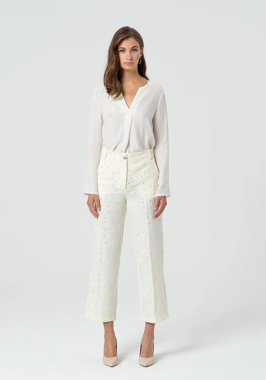 Fracomina Pantalone gamba dritta con canottiglie applicazioni FR25SV4007W763R9 108 Fracomina Preview 
