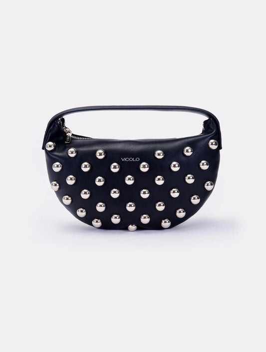 Vicolo Borsa Croissant con borchie XF0014 01 Vicolo 