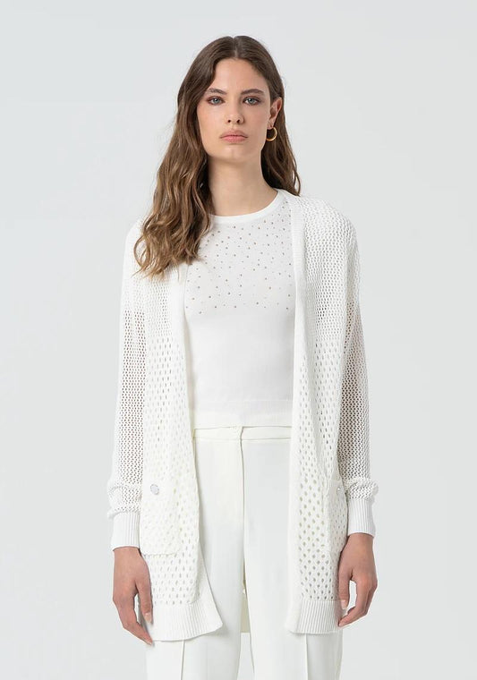 Fracomina Cardigan lungo traforato FR25ST8018K41601 108 Fracomina Preview 