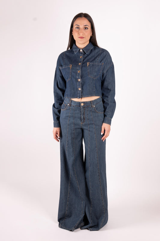 Fracomina Pantalone a palazzo in denim leggero FS25SV3017D40093 379 Fracomina Main 