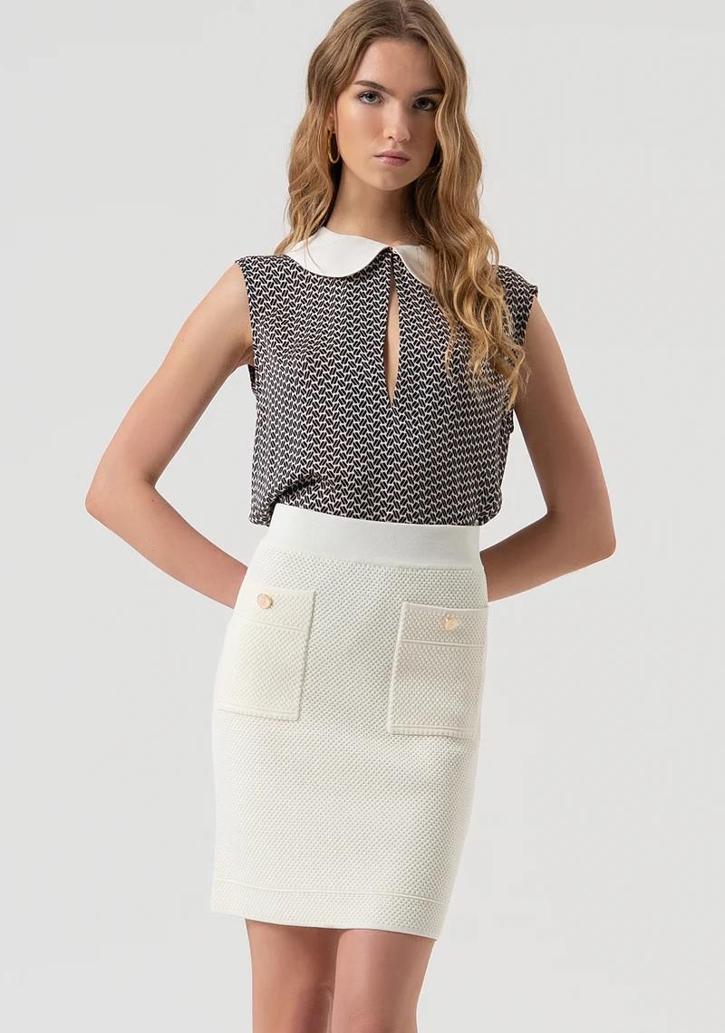 Fracomina Gonna mini in maglia con tasche FR25WG4006K55301 108 Fracomina Preview 
