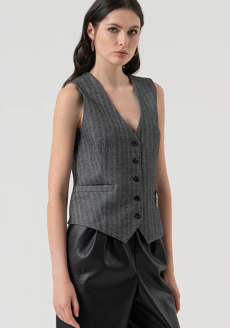 FRACOMINA GILET TAGLIO MASCHILE IN TESSUTO SPIGATO FR25WJ5005W492W5 159 Fracomina Preview 