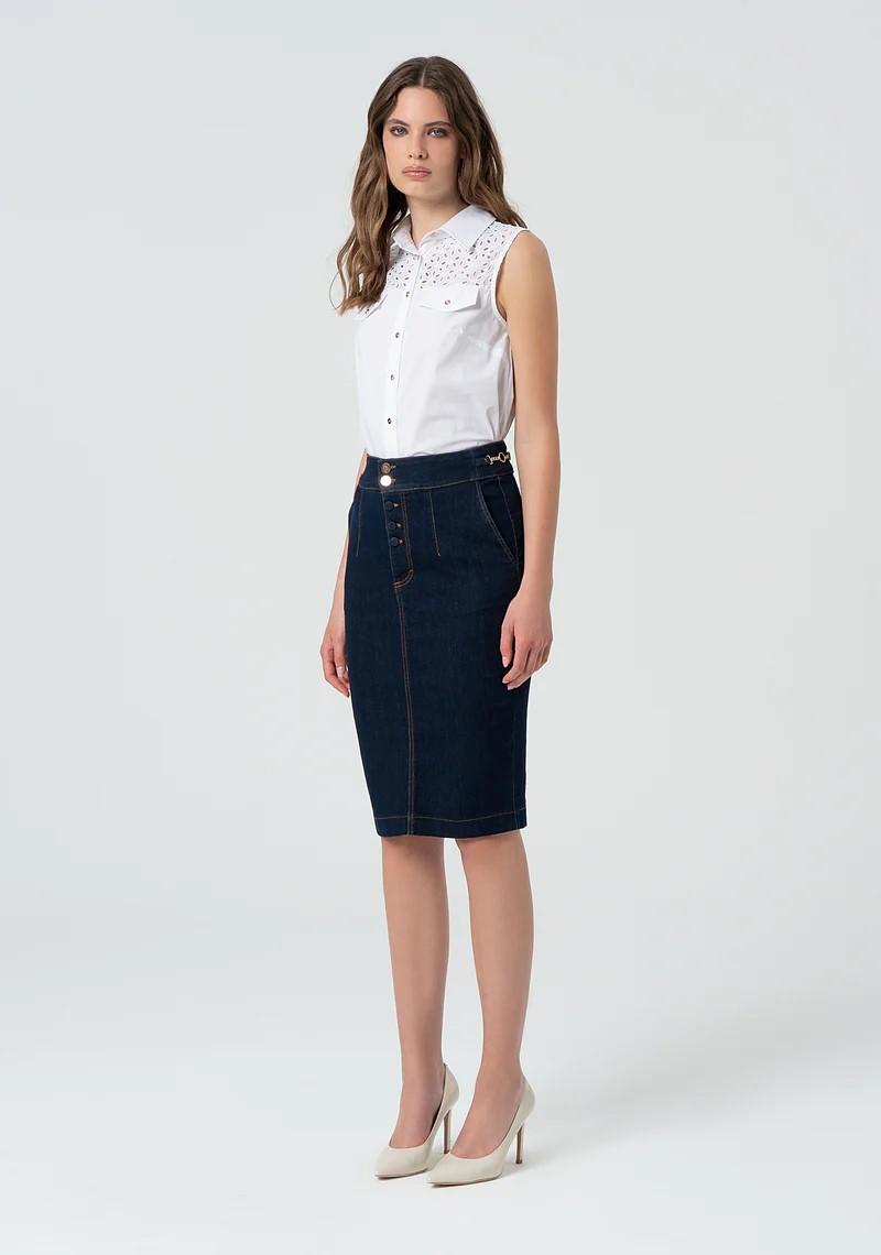 Fracomina Gonna tubino in denim FR25SG5004D46093 L23 Fracomina Preview 