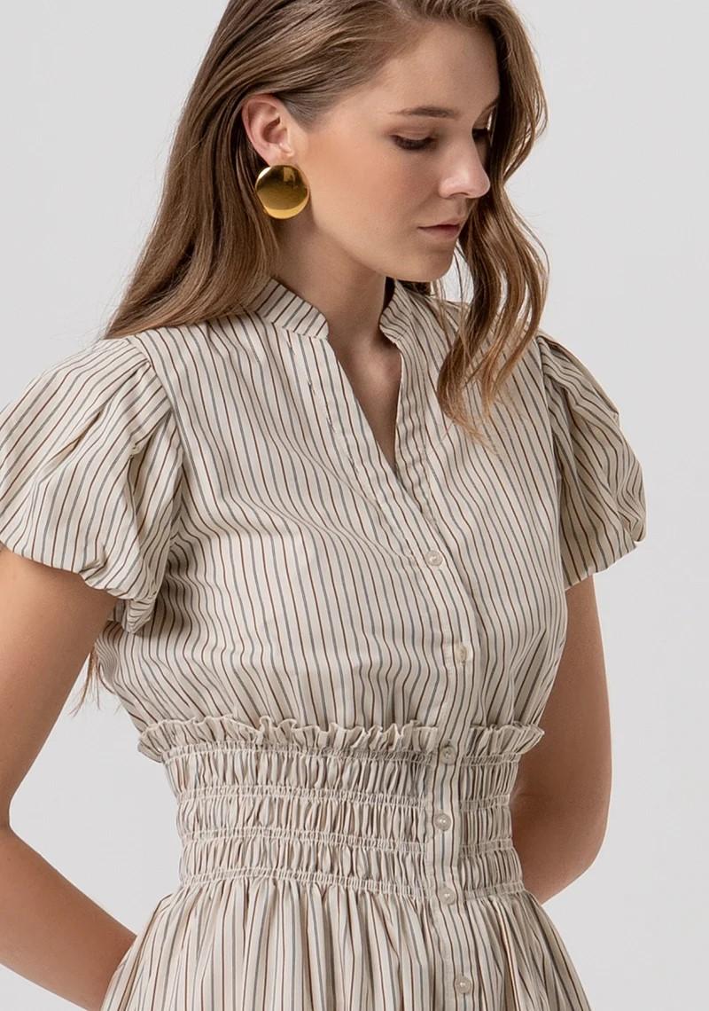 FRACOMINA ABITO MINI IN COTONE RIGATO MANICA A SBUFFO FR26SD1007W513N8 508 Fracomina Preview 