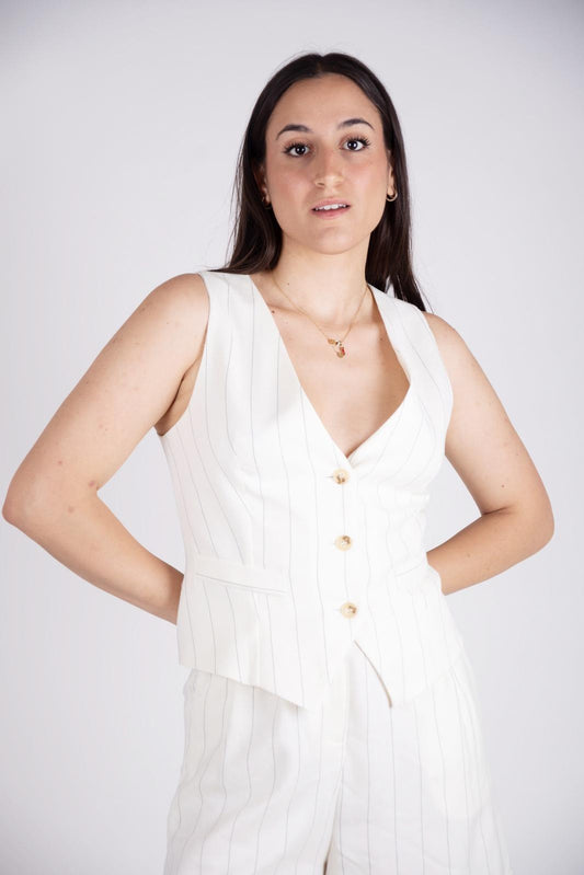 Vicolo Gilet gessato in lino TB1495 01 Vicolo 