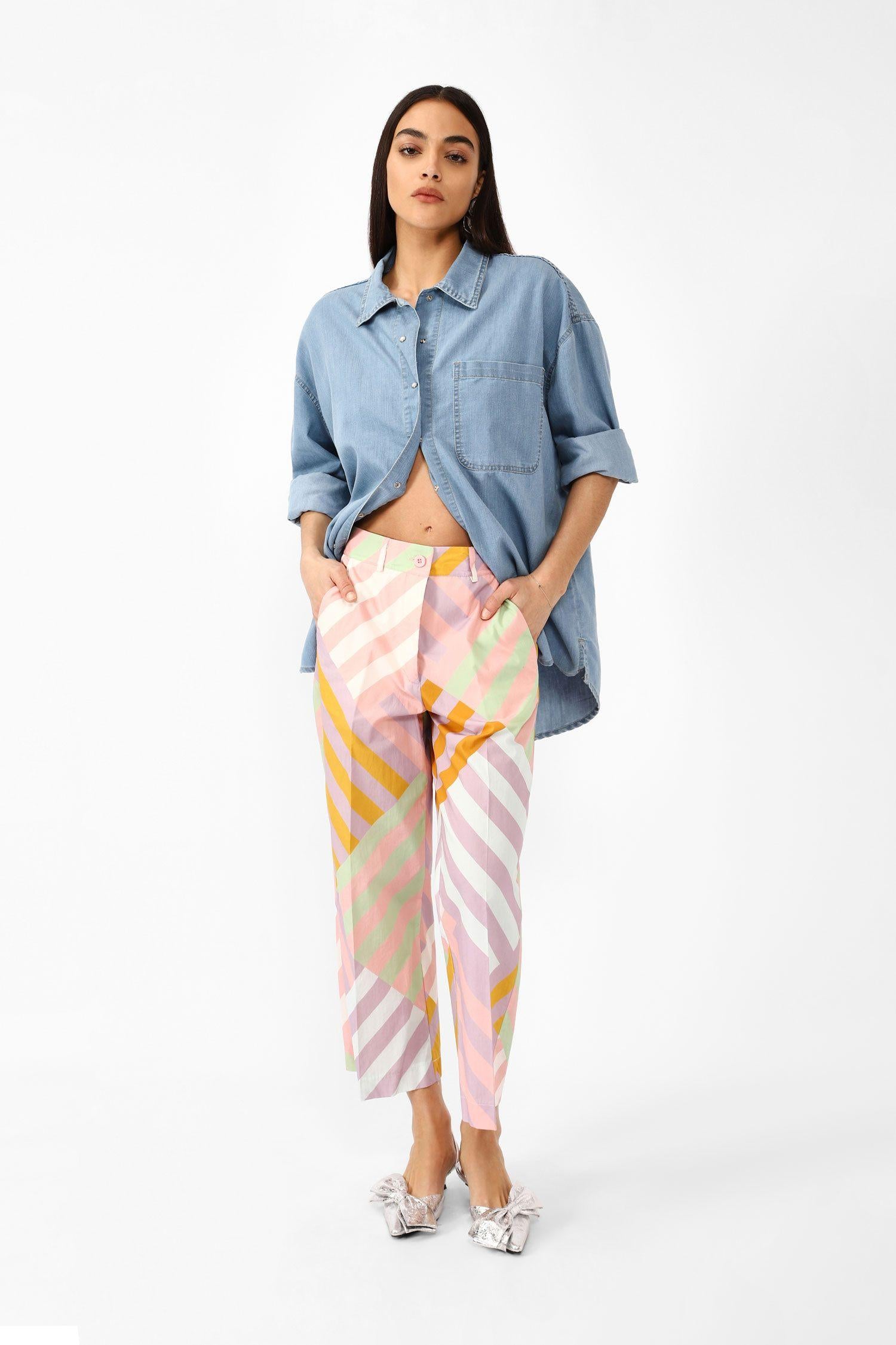 Dixie Pantalone cotone righe irregolari PDC1JCFA 01 Dixie 