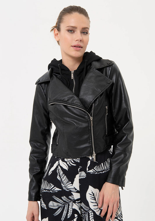 Fracomina Giubbotto biker in eco pelle FJ24SJ1001E49001 053 Fracomina Easy chic 