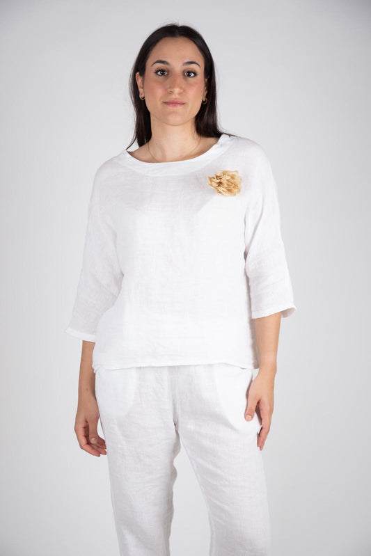 Le Streghe Casacca in lino con fiore P24RU407N 09 Le streghe 