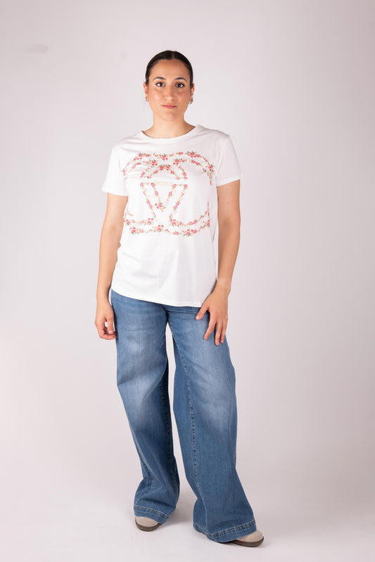 Vicolo T-Shirt Fiori e perline RD0999 02 Vicolo 