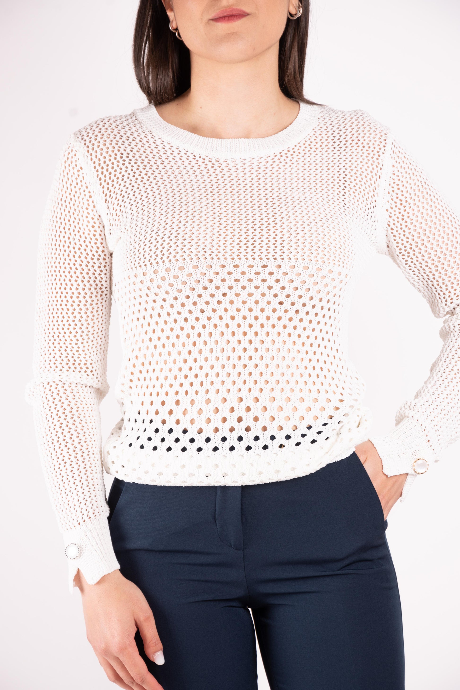 Fracomina Pull traforato bottone gioiello FR25ST7027K41601 108 Fracomina Preview 